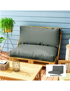 Outsunny Two Piece Seat Pallet and Back Cushions - Charcoal Grey 2