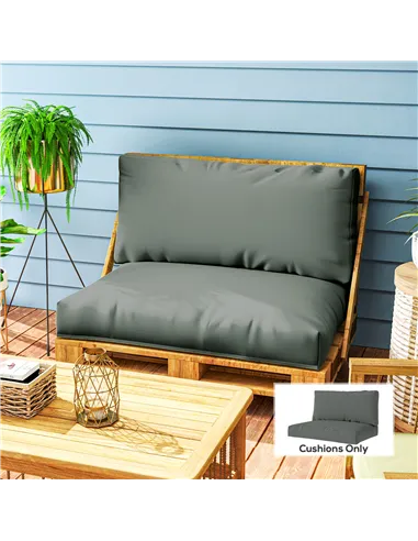 Outsunny Two Piece Seat Pallet and Back Cushions - Charcoal Grey