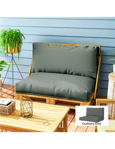 Outsunny Two Piece Seat Pallet and Back Cushions - Charcoal Grey