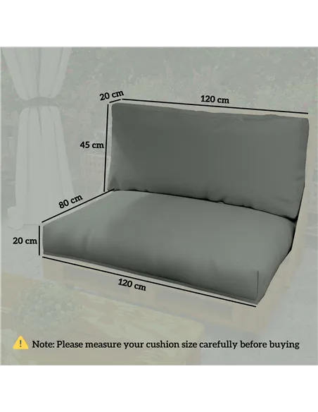 Outsunny Two Piece Seat Pallet and Back Cushions - Charcoal Grey