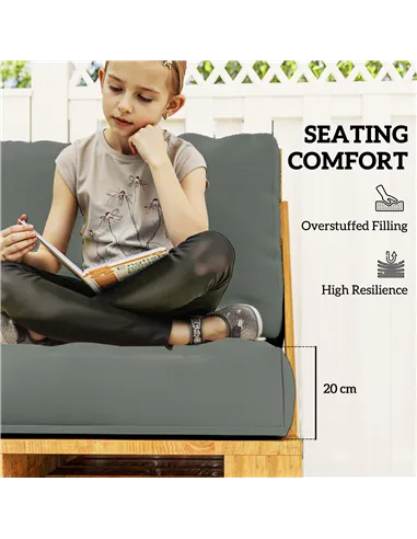 Outsunny Two Piece Seat Pallet and Back Cushions - Charcoal Grey