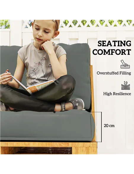 Outsunny Two Piece Seat Pallet and Back Cushions - Charcoal Grey