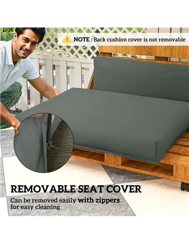 Outsunny Two Piece Seat Pallet and Back Cushions - Charcoal Grey