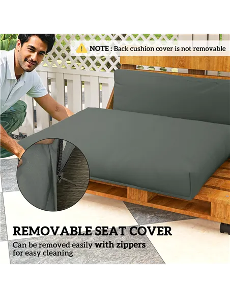 Outsunny Two Piece Seat Pallet and Back Cushions - Charcoal Grey