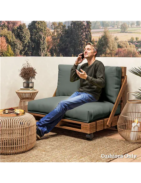 Outsunny Two Piece Seat Pallet and Back Cushions - Charcoal Grey