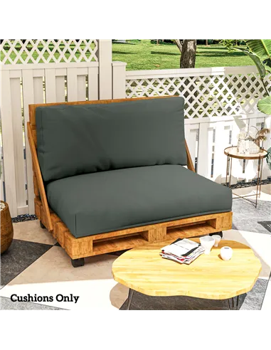 Outsunny Two Piece Seat Pallet and Back Cushions - Charcoal Grey