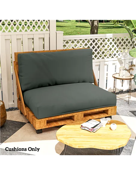 Outsunny Two Piece Seat Pallet and Back Cushions - Charcoal Grey