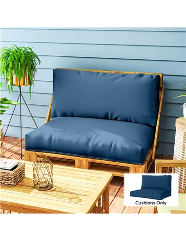 Outsunny Two Piece Seat Pallet and Back Cushions - Navy Blue