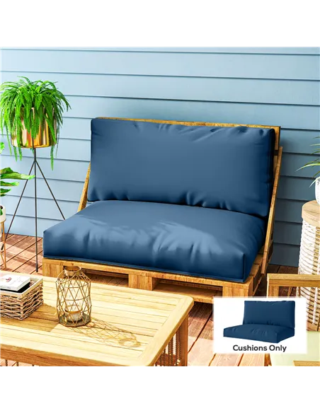 Outsunny Two Piece Seat Pallet and Back Cushions - Navy Blue