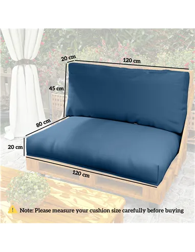 Outsunny Two Piece Seat Pallet and Back Cushions - Navy Blue