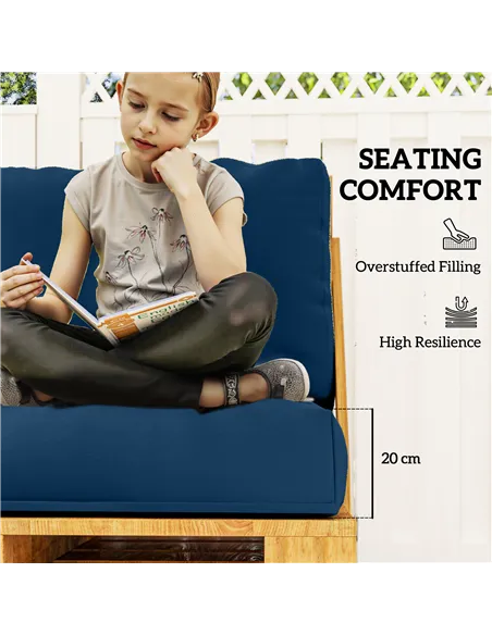 Outsunny Two Piece Seat Pallet and Back Cushions - Navy Blue