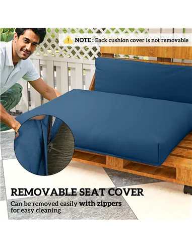 Outsunny Two Piece Seat Pallet and Back Cushions - Navy Blue
