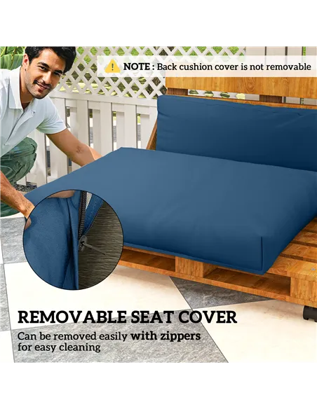 Outsunny Two Piece Seat Pallet and Back Cushions - Navy Blue