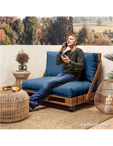 Outsunny Two Piece Seat Pallet and Back Cushions - Navy Blue