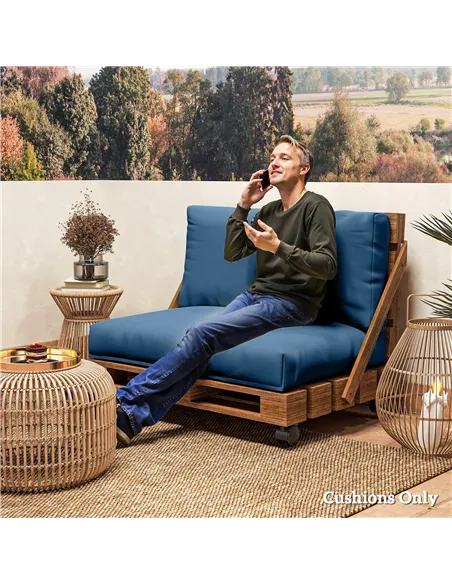 Outsunny Two Piece Seat Pallet and Back Cushions - Navy Blue