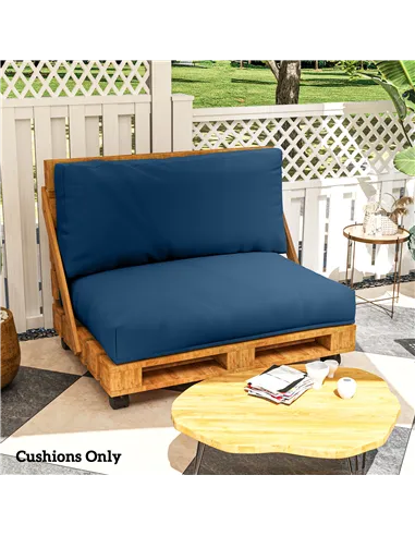 Outsunny Two Piece Seat Pallet and Back Cushions - Navy Blue