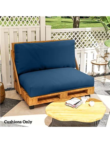 Outsunny Two Piece Seat Pallet and Back Cushions - Navy Blue