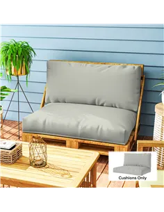 Outsunny Two Piece Seat Pallet and Back Cushions - Light Grey 2