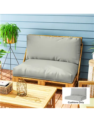 Outsunny Two Piece Seat Pallet and Back Cushions - Light Grey