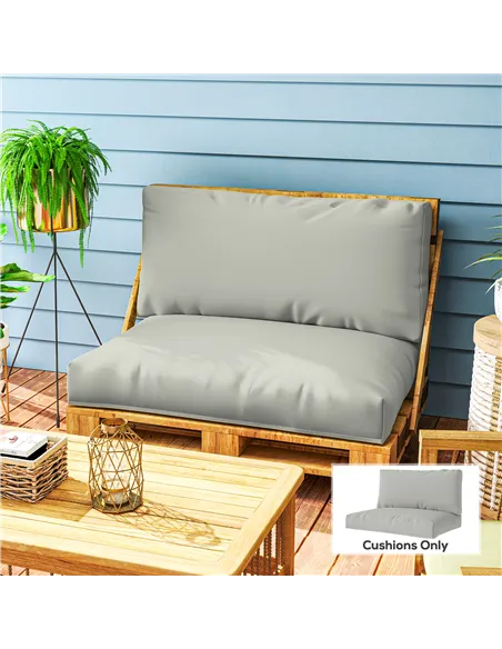 Outsunny Two Piece Seat Pallet and Back Cushions - Light Grey