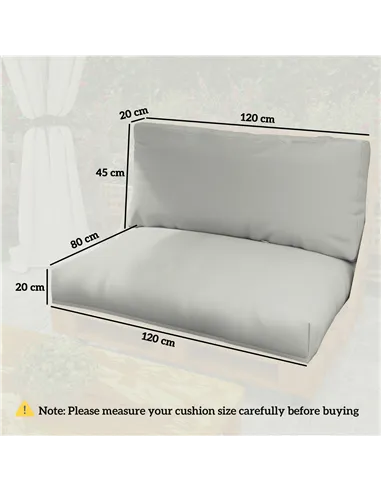 Outsunny Two Piece Seat Pallet and Back Cushions - Light Grey
