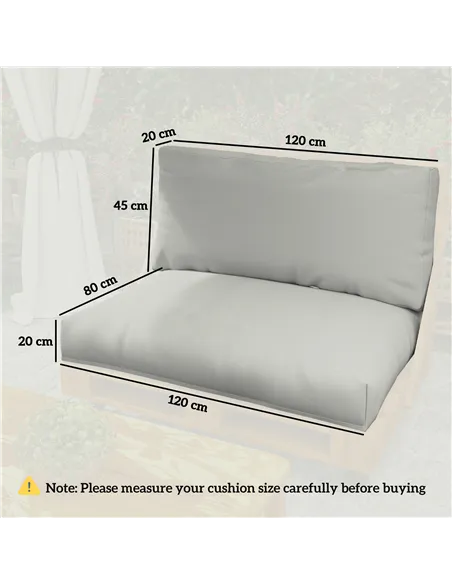 Outsunny Two Piece Seat Pallet and Back Cushions - Light Grey