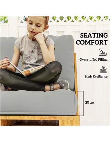 Outsunny Two Piece Seat Pallet and Back Cushions - Light Grey