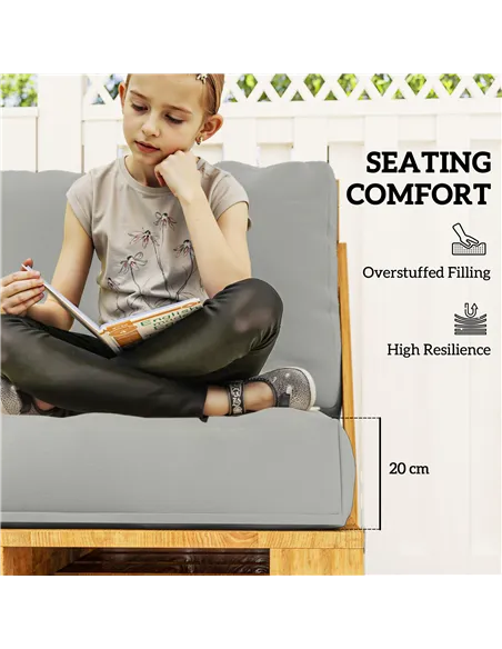 Outsunny Two Piece Seat Pallet and Back Cushions - Light Grey
