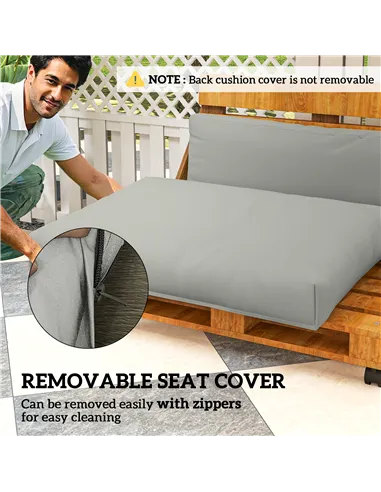 Outsunny Two Piece Seat Pallet and Back Cushions - Light Grey