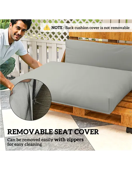 Outsunny Two Piece Seat Pallet and Back Cushions - Light Grey