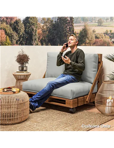 Outsunny Two Piece Seat Pallet and Back Cushions - Light Grey