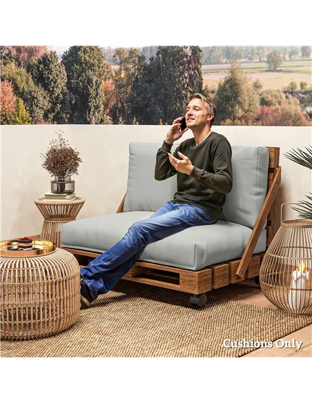 Outsunny Two Piece Seat Pallet and Back Cushions - Light Grey