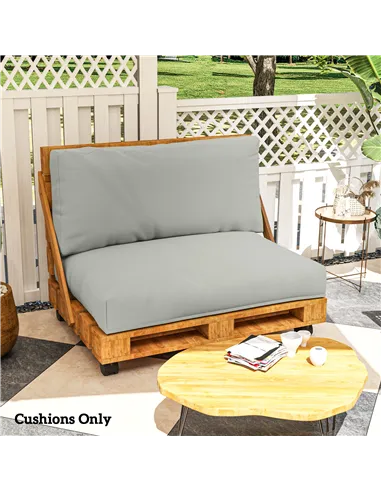 Outsunny Two Piece Seat Pallet and Back Cushions - Light Grey