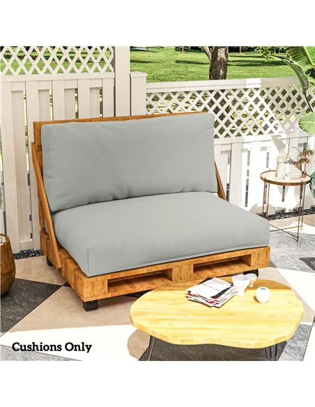 Outsunny Two Piece Seat Pallet and Back Cushions - Light Grey