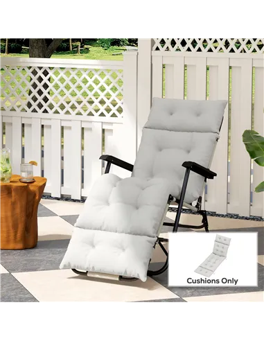 Outsunny Sun Lounger Cushions Only, 190x56x10cm Garden Lounge Chair Cushions, UPF20+ 220gsm Fabric, Thick Sunbed Replacement Pad