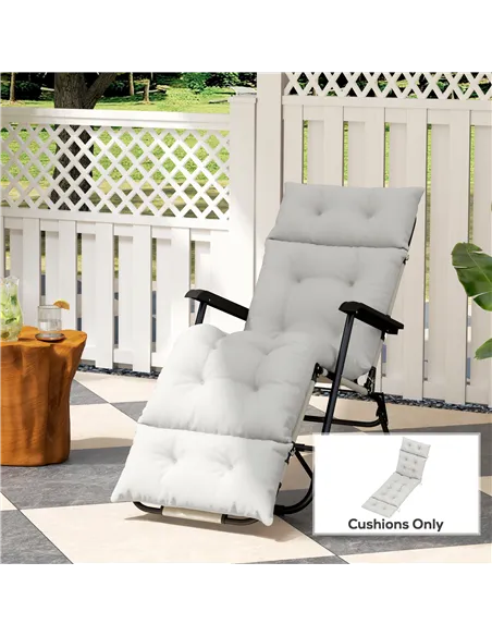 Outsunny Sun Lounger Cushions Only, 190x56x10cm Garden Lounge Chair Cushions, UPF20+ 220gsm Fabric, Thick Sunbed Replacement Pad