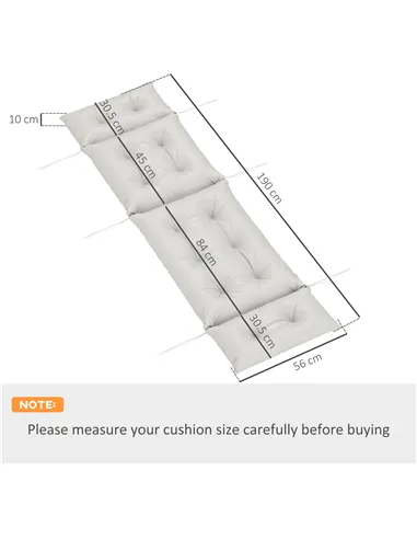 Outsunny Sun Lounger Cushions Only, 190x56x10cm Garden Lounge Chair Cushions, UPF20+ 220gsm Fabric, Thick Sunbed Replacement Pad