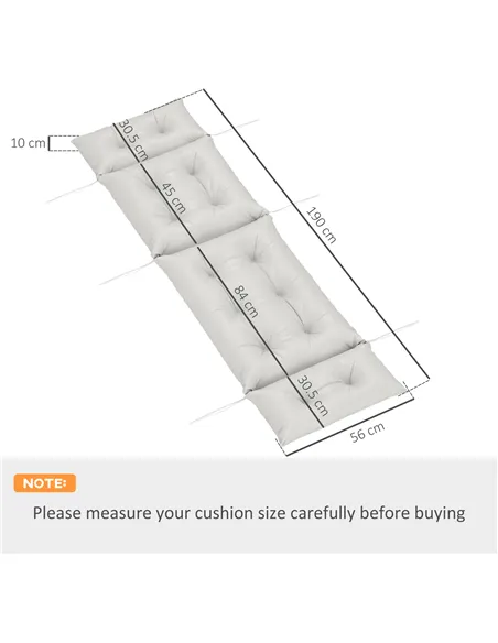 Outsunny Sun Lounger Cushions Only, 190x56x10cm Garden Lounge Chair Cushions, UPF20+ 220gsm Fabric, Thick Sunbed Replacement Pad