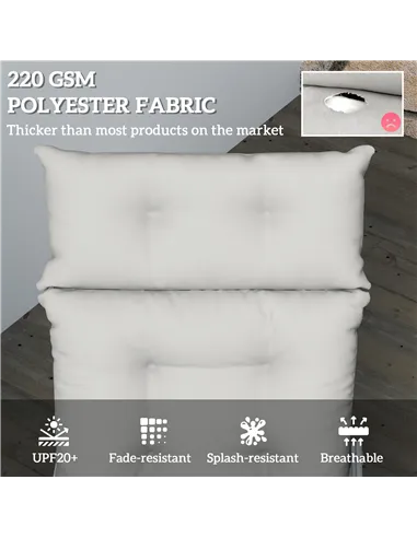 Outsunny Sun Lounger Cushions Only, 190x56x10cm Garden Lounge Chair Cushions, UPF20+ 220gsm Fabric, Thick Sunbed Replacement Pad