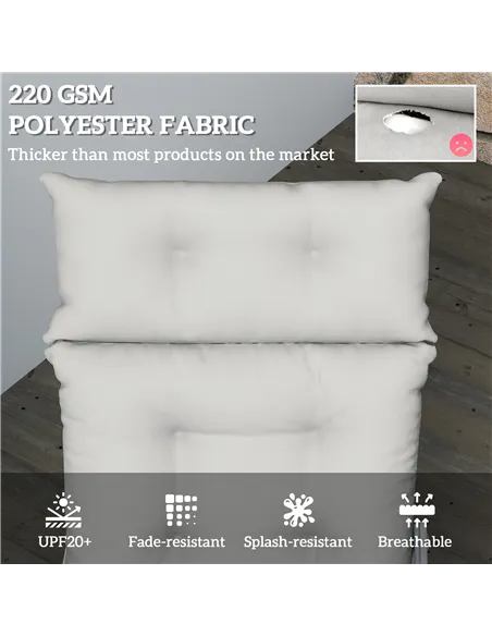 Outsunny Sun Lounger Cushions Only, 190x56x10cm Garden Lounge Chair Cushions, UPF20+ 220gsm Fabric, Thick Sunbed Replacement Pad