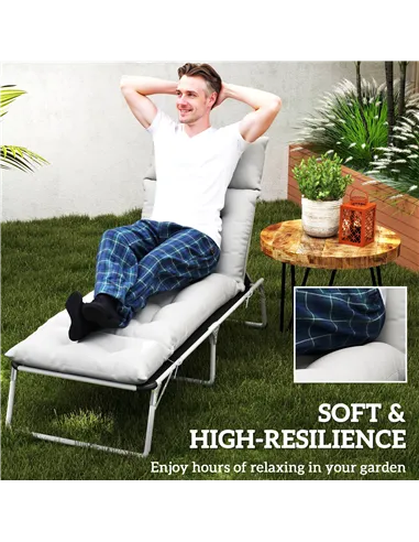 Outsunny Sun Lounger Cushions Only, 190x56x10cm Garden Lounge Chair Cushions, UPF20+ 220gsm Fabric, Thick Sunbed Replacement Pad