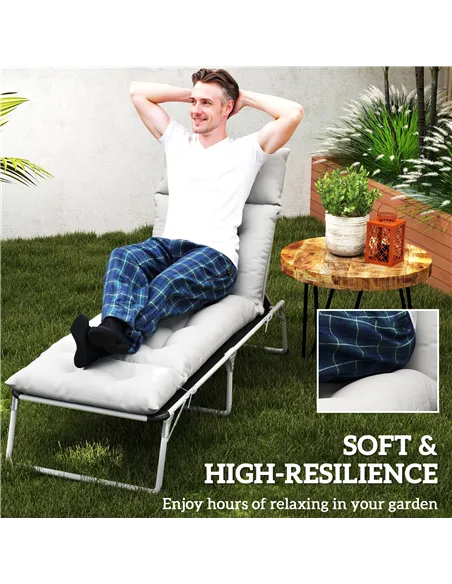 Outsunny Sun Lounger Cushions Only, 190x56x10cm Garden Lounge Chair Cushions, UPF20+ 220gsm Fabric, Thick Sunbed Replacement Pad