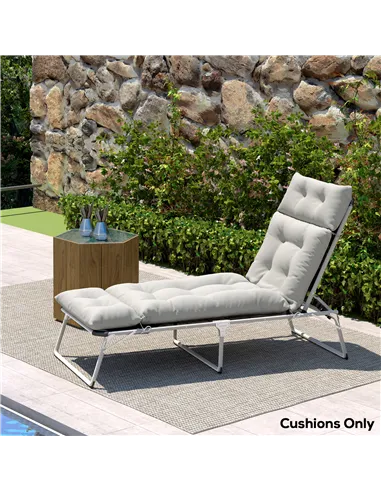 Outsunny Sun Lounger Cushions Only, 190x56x10cm Garden Lounge Chair Cushions, UPF20+ 220gsm Fabric, Thick Sunbed Replacement Pad