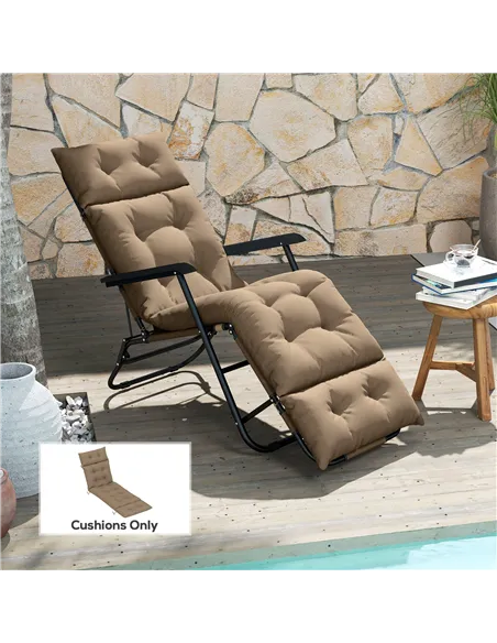 Outsunny Sun Lounger Cushions Only, 190x56x10cm Garden Lounge Chair Cushions, UPF20+ 220gsm Fabric, Thick Sunbed Replacement Pad