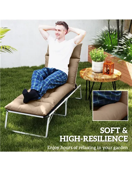 Outsunny Sun Lounger Cushions Only, 190x56x10cm Garden Lounge Chair Cushions, UPF20+ 220gsm Fabric, Thick Sunbed Replacement Pad