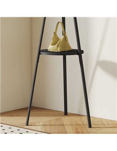 HOMCOM Freestanding Metal Coat Rack Stand 9 Hooks Clothes Tree with 1 Shelf Hat Display Hall Tree Hanger Bag Umbrella Hanging Or