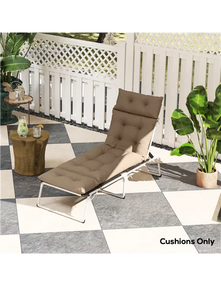 Outsunny Sun Lounger Cushions Only, 190x56x10cm Garden Lounge Chair Cushions, UPF20+ 220gsm Fabric, Thick Sunbed Replacement Pad