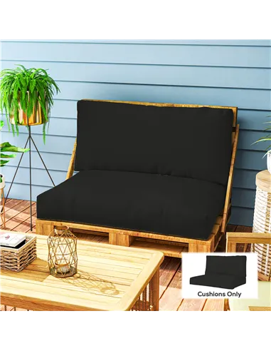 Outsunny Two Piece Seat Pallet and Back Cushions - Black