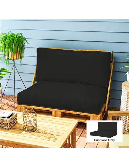 Outsunny Two Piece Seat Pallet and Back Cushions - Black