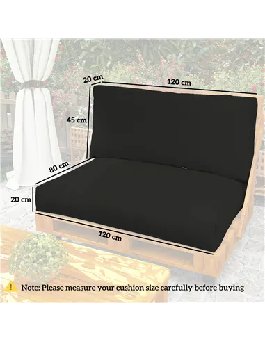 Outsunny Two Piece Seat Pallet and Back Cushions - Black